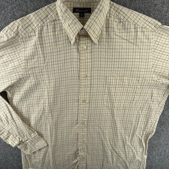 Faconnable Button Up Shirt Men Long Sleeve Yellow Check Pocket USA Made 16 XL - Picture 2 of 16